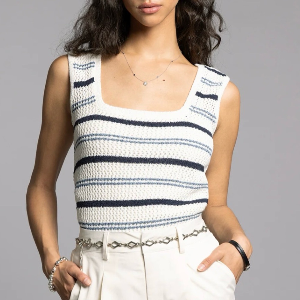 Coastal Stripe Knit Square Neck Top